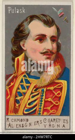 Von Casimir Pulaski inspirierte Kunst, aus der Serie Great Generals (N15) für Allen & Ginter Cigarettes Brands, 1888, kommerzielle Farblithographie, Blatt: 2 3/4 x 1 1/2 Zoll (7 x 3,8 cm), Trade Cards aus der Serie 'Great Generals' (N15), die 1888 in einem Satz von 50 Karten zur Förderung von Allen herausgegeben wurde, Classic Works, modernisiert von Artotop mit einem Schuss Modernität. Formen, Farbe und Wert, auffällige visuelle Wirkung auf Kunst. Emotionen durch Freiheit von Kunstwerken auf zeitgemäße Weise. Eine zeitlose Botschaft, die eine wild kreative neue Richtung verfolgt. Künstler, die sich dem digitalen Medium zuwenden und die Artotop NFT erschaffen Stockfoto