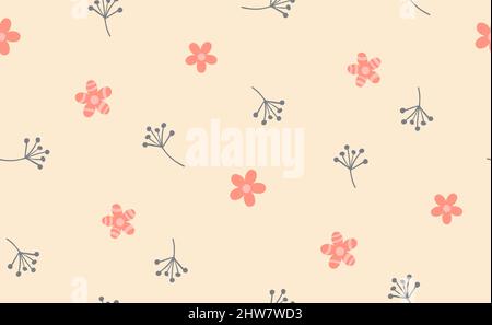 Beige Pastell Blume nahtloses Muster. Vektorgrafik Stock Vektor