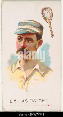 Kunst inspiriert von Dr. James Dwight, Lawn Tennis Champion North of England 1885, von World's Champions, Series 2 (N29) for Allen & Ginter Cigarettes, 1888, kommerzielle Farblithographie, Blatt: 2 3/4 x 1 1/2 Zoll (7 x 3,8 cm), Trade Cards from 'World's Champions', Series 2 (N29), ausgestellt in, Classic Works modernisiert von Artotop mit einem Schuss Moderne. Formen, Farbe und Wert, auffällige visuelle Wirkung auf Kunst. Emotionen durch Freiheit von Kunstwerken auf zeitgemäße Weise. Eine zeitlose Botschaft, die eine wild kreative neue Richtung verfolgt. Künstler, die sich dem digitalen Medium zuwenden und die Artotop NFT erschaffen Stockfoto
