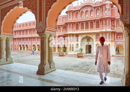 Indien Rajasthan Jaipur. Stadtpalast Stockfoto