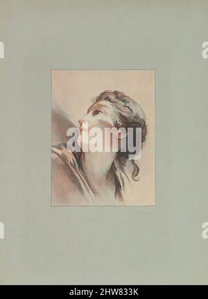 Art inspired by Head of a Woman looking towards the left and Upward, 1881, colorierte Lithographie, Mount: 17 11/16 x 12 3/8 in. (45 x 31,5 cm), Drucke, George William Thornley (französisch, 1857–1935), After François Boucher (französisch, Paris 1703–1770 Paris, Klassische Werke, die von Artotop mit einem Schuss Moderne modernisiert wurden. Formen, Farbe und Wert, auffällige visuelle Wirkung auf Kunst. Emotionen durch Freiheit von Kunstwerken auf zeitgemäße Weise. Eine zeitlose Botschaft, die eine wild kreative neue Richtung verfolgt. Künstler, die sich dem digitalen Medium zuwenden und die Artotop NFT erschaffen Stockfoto