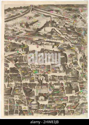 Kunst inspiriert vom Plan der Stadt Rom. Teil 3 mit der Santa Maria Maggiore, dem Pantheon und der Trajansäule, 1645, Radierung mit einigen Gravuren, unbeschrieben., Blatt: 21 7/8 x 16 3/8 Zoll (55,5 x 41,6 cm), Drucke, Antonio Tempesta (Italienisch, Florenz 1555–1630 Rom), Teil der, Klassische Werke, die von Artotop mit einem Hauch von Moderne modernisiert wurden. Formen, Farbe und Wert, auffällige visuelle Wirkung auf Kunst. Emotionen durch Freiheit von Kunstwerken auf zeitgemäße Weise. Eine zeitlose Botschaft, die eine wild kreative neue Richtung verfolgt. Künstler, die sich dem digitalen Medium zuwenden und die Artotop NFT erschaffen Stockfoto