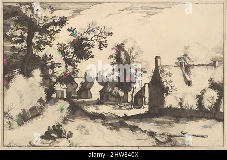 Kunst inspiriert von Einer Dorfstraße von Regiunculae et Villae aliquot Ducatus Brabantiae, ca. 1610, Ätzen, Platte: 4 1/8 x 6 3/16 Zoll (10,4 x 15,7 cm), Drucke, Claes Jansz. Visscher (Niederländisch, Amsterdam 1586–1652 Amsterdam), After the Master of the Small Landscapes (Netherlandish, 16., Klassische Werke, die von Artotop mit einem Schuss Moderne modernisiert wurden. Formen, Farbe und Wert, auffällige visuelle Wirkung auf Kunst. Emotionen durch Freiheit von Kunstwerken auf zeitgemäße Weise. Eine zeitlose Botschaft, die eine wild kreative neue Richtung verfolgt. Künstler, die sich dem digitalen Medium zuwenden und die Artotop NFT erschaffen Stockfoto