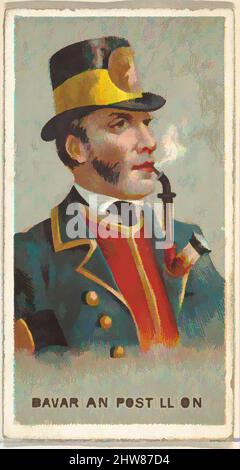 Kunst inspiriert von Bavarian Postillion, aus der World's Smokers Series (N33) for Allen & Ginter Cigarettes, 1888, kommerzielle Farblithographie, Blatt: 2 3/4 x 1 1/2 Zoll (7 x 3,8 cm), Tauschkarten aus der Serie 'World's Smokers' (N33), die 1888 in einem Satz von 50 Karten zur Förderung von Allen herausgegeben wurde, klassische Werke, die von Artotop mit einem Schuss Modernität modernisiert wurden. Formen, Farbe und Wert, auffällige visuelle Wirkung auf Kunst. Emotionen durch Freiheit von Kunstwerken auf zeitgemäße Weise. Eine zeitlose Botschaft, die eine wild kreative neue Richtung verfolgt. Künstler, die sich dem digitalen Medium zuwenden und die Artotop NFT erschaffen Stockfoto