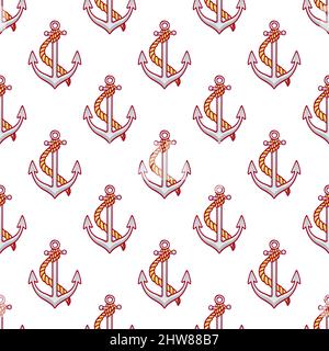 Nahtloses Muster mit Ankern. Handgezeichnete Illustration Stock Vektor