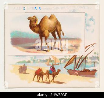 Art Inspired by Camel, from Quadrupeds series (N41) for Allen & Ginter Cigarettes, 1890, Commercial color lithograph, Sheet: 2 7/8 x 3 1/4 in. (7,3 x 8,3 cm), große Handelskarten aus der Serie „Quadrupeds“ (N41), die 1890 in einem Satz von 50 Karten zur Werbung für die Marke Allen & Ginter herausgegeben wurde. Classic Works wurde von Artotop mit einem Schuss Modernität modernisiert. Formen, Farbe und Wert, auffällige visuelle Wirkung auf Kunst. Emotionen durch Freiheit von Kunstwerken auf zeitgemäße Weise. Eine zeitlose Botschaft, die eine wild kreative neue Richtung verfolgt. Künstler, die sich dem digitalen Medium zuwenden und die Artotop NFT erschaffen Stockfoto