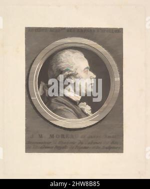 Art Inspired by Portrait of Jean-Michel Moreau, 1787, Radierung und Gravur; Third State of Three (Bocher), Blatt: 8 7/16 × 7 3/8 in. (21,4 × 18,8 cm), Drucke, Augustin de Saint-Aubin (Französisch, Paris 1736–1807 Paris), nach Charles Nicolas Cochin II (Französisch, Paris 1715–1790 Paris, Klassische Werke, die von Artotop mit einem Schuss Moderne modernisiert wurden. Formen, Farbe und Wert, auffällige visuelle Wirkung auf Kunst. Emotionen durch Freiheit von Kunstwerken auf zeitgemäße Weise. Eine zeitlose Botschaft, die eine wild kreative neue Richtung verfolgt. Künstler, die sich dem digitalen Medium zuwenden und die Artotop NFT erschaffen Stockfoto