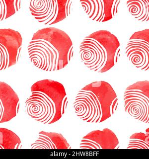 Abstrakter nahtloser Hintergrund aus roten Aquarellkreisen Stock Vektor