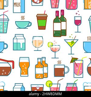 Symbole für Getränke und Getränke. Vektorgrafik Stock Vektor