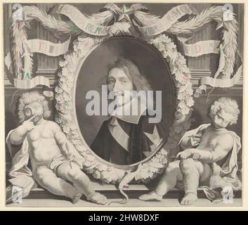 Kunst inspiriert von Chancelier Michel IV Le Tellier, ca. 1662, Gravieren, Blatt: 14 7/16 × 16 7/8 Zoll (36,7 × 42,8 cm), Drucke, Robert Nanteuil (französisch, Reims 1623–1678 Paris), Ornament gestochen von Jean Boulanger (französisch, Troyes 1608–ca. 1680 Paris), Ornament entworfen von François Chauveau, Klassisches Werk modernisiert von Artotop mit einem Schuss Modernität. Formen, Farbe und Wert, auffällige visuelle Wirkung auf Kunst. Emotionen durch Freiheit von Kunstwerken auf zeitgemäße Weise. Eine zeitlose Botschaft, die eine wild kreative neue Richtung verfolgt. Künstler, die sich dem digitalen Medium zuwenden und die Artotop NFT erschaffen Stockfoto