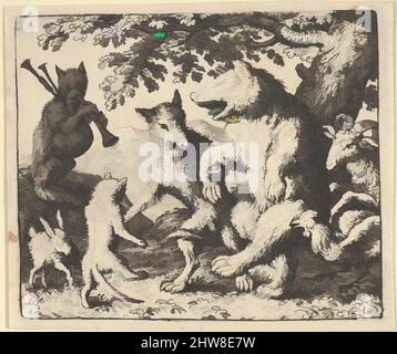 Kunst inspiriert von Einer Party zu Ehren des Bären und des Wolfes aus Hendrick van Alcmars Renard der Fuchs, 1650–75, Gravur; zweiter Zustand von drei, Platte: 3 3/4 × 4 1/2 in. (9,5 × 11,4 cm), Drucke, Allart van Everdingen (Niederländisch, Alkmaar 1621–1675 Amsterdam, Klassische Werke, die von Artotop mit einem Schuss Moderne modernisiert wurden. Formen, Farbe und Wert, auffällige visuelle Wirkung auf Kunst. Emotionen durch Freiheit von Kunstwerken auf zeitgemäße Weise. Eine zeitlose Botschaft, die eine wild kreative neue Richtung verfolgt. Künstler, die sich dem digitalen Medium zuwenden und die Artotop NFT erschaffen Stockfoto