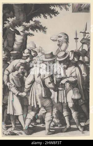 Kunst inspiriert von Joseph Sold to the Merchants, from the Story of Joseph, 1546, Gravieren, Blatt: 4 9/16 × 3 1/16 in. (11,6 × 7,7 cm), Drucke, Georg Pencz (deutsch, Breslau ca. 1500–1550 Leipzig, Klassische Werke von Artotop mit einem Schuss Moderne modernisiert. Formen, Farbe und Wert, auffällige visuelle Wirkung auf Kunst. Emotionen durch Freiheit von Kunstwerken auf zeitgemäße Weise. Eine zeitlose Botschaft, die eine wild kreative neue Richtung verfolgt. Künstler, die sich dem digitalen Medium zuwenden und die Artotop NFT erschaffen Stockfoto