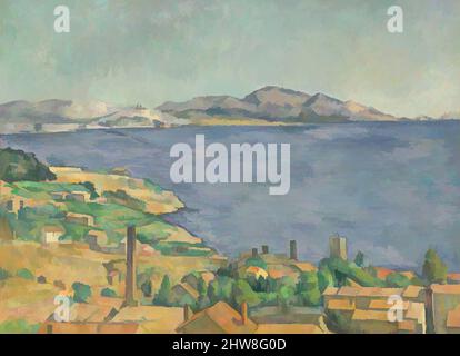 Kunst inspiriert vom Golf von Marseille von L'Estaque, ca. 1885, Öl auf Leinwand, 28 3/4 x 39 1/2 Zoll (73 x 100,3 cm), Gemälde, Paul Cézanne (Französisch, Aix-en-Provence 1839–1906 Aix-en-Provence), Cézanne begeistert über das Fischerdorf L’Estaque bis Pissarro im Jahr 1876: „Es ist, klassische Werke, die von Artotop mit einem Schuss Moderne modernisiert wurden. Formen, Farbe und Wert, auffällige visuelle Wirkung auf Kunst. Emotionen durch Freiheit von Kunstwerken auf zeitgemäße Weise. Eine zeitlose Botschaft, die eine wild kreative neue Richtung verfolgt. Künstler, die sich dem digitalen Medium zuwenden und die Artotop NFT erschaffen Stockfoto
