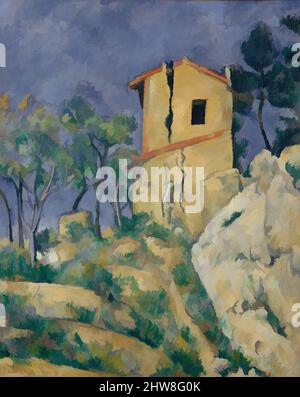 Kunst inspiriert vom Haus mit den rissigen Wänden, 1892–94, Öl auf Leinwand, 31 1/2 x 25 1/4 Zoll (80 x 64,1 cm), Gemälde, Paul Cézanne (französisch, Aix-en-Provence 1839–1906 Aix-en-Provence), Cézanne malte oft verlassene Orte in der Nähe seines Ateliers außerhalb von Aix, aber er stellte dieses Haus dar, mit klassischen Werken, die von Artotop mit einem Schuss Moderne modernisiert wurden. Formen, Farbe und Wert, auffällige visuelle Wirkung auf Kunst. Emotionen durch Freiheit von Kunstwerken auf zeitgemäße Weise. Eine zeitlose Botschaft, die eine wild kreative neue Richtung verfolgt. Künstler, die sich dem digitalen Medium zuwenden und die Artotop NFT erschaffen Stockfoto