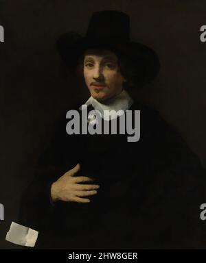 Art Inspired by Portrait of a man (Self-Portrait?), 1653 or 1655, Öl auf Leinwand, 34 1/8 x 28 1/2 Zoll (86,7 x 72,4 cm), Gemälde, Willem Drost (Niederländisch, Amsterdam 1633–1659 Venedig, Klassische Werke, die von Artotop mit einem Schuss Moderne modernisiert wurden. Formen, Farbe und Wert, auffällige visuelle Wirkung auf Kunst. Emotionen durch Freiheit von Kunstwerken auf zeitgemäße Weise. Eine zeitlose Botschaft, die eine wild kreative neue Richtung verfolgt. Künstler, die sich dem digitalen Medium zuwenden und die Artotop NFT erschaffen Stockfoto