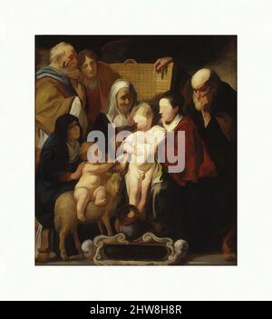 Kunst inspiriert von der Heiligen Familie mit der Heiligen Anna und dem Jungen Täufer und seinen Eltern, Anfang 1620s und 1650s, Öl auf Holz, 66 7/8 x 59 Zoll (169,9 x 149,9 cm), Gemälde, Jacob Jordaens (Flämisch, Antwerpen 1593–1678 Antwerpen), Jordaens revidierte nach vielen Jahren häufig seine eigenen Gemälde, Klassisches Werk, das von Artotop mit einem Schuss Moderne modernisiert wurde. Formen, Farbe und Wert, auffällige visuelle Wirkung auf Kunst. Emotionen durch Freiheit von Kunstwerken auf zeitgemäße Weise. Eine zeitlose Botschaft, die eine wild kreative neue Richtung verfolgt. Künstler, die sich dem digitalen Medium zuwenden und die Artotop NFT erschaffen Stockfoto