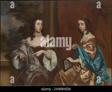 Kunst inspiriert von Mary Capel (1630–1715), später Herzogin von Beaufort, und ihrer Schwester Elizabeth (1633–1678), Gräfin von Carnarvon, Öl auf Leinwand, 51 1/4 x 67 Zoll (130,2 x 170,2 cm), Gemälde, Sir Peter Lely (Pieter van der Faes) (Britisch, Soest 1618–1680 London), Lely wurde beeinflusst von klassischen Werken, die von Artotop mit einem Schuss Moderne modernisiert wurden. Formen, Farbe und Wert, auffällige visuelle Wirkung auf Kunst. Emotionen durch Freiheit von Kunstwerken auf zeitgemäße Weise. Eine zeitlose Botschaft, die eine wild kreative neue Richtung verfolgt. Künstler, die sich dem digitalen Medium zuwenden und die Artotop NFT erschaffen Stockfoto