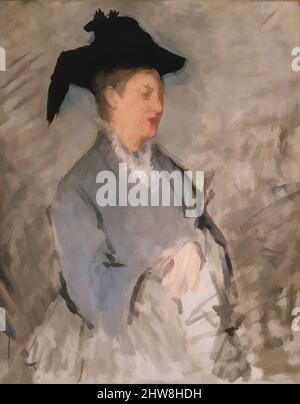 Kunst inspiriert von Madame Édouard Manet (Suzanne Leenhoff, 1830–1906), ca. 1873, Öl auf Leinwand, 39 1/2 x 30 7/8 Zoll (100,3 x 78,4 cm), Gemälde, Édouard Manet (Französisch, Paris 1832–1883 Paris), Manet unternahm nur sechs Porträts seiner Frau, der niederländischen Pianistin Suzanne Leenhoff, in den Jahren, Klassische Werke von Artotop mit einem Schuss Moderne modernisiert. Formen, Farbe und Wert, auffällige visuelle Wirkung auf Kunst. Emotionen durch Freiheit von Kunstwerken auf zeitgemäße Weise. Eine zeitlose Botschaft, die eine wild kreative neue Richtung verfolgt. Künstler, die sich dem digitalen Medium zuwenden und die Artotop NFT erschaffen Stockfoto