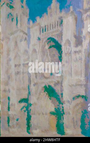 Kunst inspiriert von der Kathedrale von Rouen: Das Portal (Sonnenlicht), 1894, Öl auf Leinwand, 39 1/4 x 25 7/8 Zoll (99,7 x 65,7 cm), Gemälde, Claude Monet (französisch, Paris 1840–1926 Giverny), Monet malte 1892–93 mehr als dreißig Ansichten der Kathedrale von Rouen. Die von Artotop modernisierten Classic Works bewegen sich dabei von einer Leinwand zur anderen und bieten einen Hauch von Modernität. Formen, Farbe und Wert, auffällige visuelle Wirkung auf Kunst. Emotionen durch Freiheit von Kunstwerken auf zeitgemäße Weise. Eine zeitlose Botschaft, die eine wild kreative neue Richtung verfolgt. Künstler, die sich dem digitalen Medium zuwenden und die Artotop NFT erschaffen Stockfoto