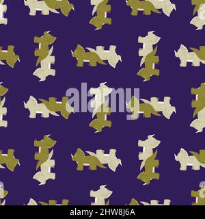 Triceratops Nahtloses Muster. Kinder Dino Hintergrund. Wiederholte Textur im Doodle-Stil für Stoff, Geschenkpapier, Tapete, Gewebe. Vektor illustrr Stock Vektor
