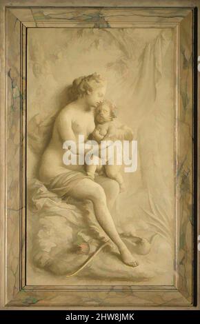 Kunst inspiriert von Venus und Amor, Öl auf Leinwand, 49 7/8 x 29 1/4 Zoll (126,7 x 74,3 cm), Gemälde, zugeschrieben Piat Joseph Sauvage (Flämisch, Tournai 1744–1818 Tournai, Klassisches Werk, modernisiert von Artotop mit einem Schuss Moderne. Formen, Farbe und Wert, auffällige visuelle Wirkung auf Kunst. Emotionen durch Freiheit von Kunstwerken auf zeitgemäße Weise. Eine zeitlose Botschaft, die eine wild kreative neue Richtung verfolgt. Künstler, die sich dem digitalen Medium zuwenden und die Artotop NFT erschaffen Stockfoto