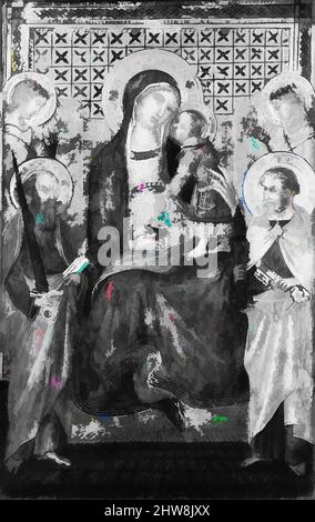 Kunst inspiriert von Madonna und Kind thront mit den Heiligen Peter und Paul und Engel, Tempera auf Holz, Goldgrund, insgesamt, mit verlockten Rahmen, 13 1/8 x 8 5/8 Zoll (33,3 x 21,9 cm); lackierte Oberfläche 11 3/4 x 7 3/8 Zoll (29,8 x 18,7 cm), Gemälde, Lippo Vanni (Lippo Vanni di Giovanni) (, Klassische Werke, die von Artotop mit einem Schuss Moderne modernisiert wurden. Formen, Farbe und Wert, auffällige visuelle Wirkung auf Kunst. Emotionen durch Freiheit von Kunstwerken auf zeitgemäße Weise. Eine zeitlose Botschaft, die eine wild kreative neue Richtung verfolgt. Künstler, die sich dem digitalen Medium zuwenden und die Artotop NFT erschaffen Stockfoto