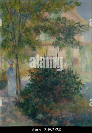 Kunst inspiriert von Camille Monet (1847–1879) im Garten von Argenteuil, 1876, Öl auf Leinwand, 32 1/8 x 23 5/8 Zoll (81,6 x 60 cm), Gemälde, Claude Monet (französisch, Paris 1840–1926 Giverny), 1876, Monet fertigte nicht weniger als zehn Gemälde seines gemieteten Hauses und Gartens in Argenteuil an. Diese, Classic Works modernisiert von Artotop mit einem Schuss Moderne. Formen, Farbe und Wert, auffällige visuelle Wirkung auf Kunst. Emotionen durch Freiheit von Kunstwerken auf zeitgemäße Weise. Eine zeitlose Botschaft, die eine wild kreative neue Richtung verfolgt. Künstler, die sich dem digitalen Medium zuwenden und die Artotop NFT erschaffen Stockfoto