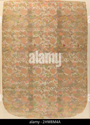 Kunst inspiriert von Textile Panel mit Vögeln inmitten blühender Reben, erste Hälfte des 17.. Jahrhunderts, zugeschrieben Iran, Seide, Metall umwickelter Faden; Taqueté, Textil: H. 38 1/2 Zoll (97,8 cm), Textilien-gewebt, das ineinander verschränktende Muster dieser Seidentafel weist ein beliebtes Vogel- und Blumenmotiv auf, das Classic Works, das von Artotop mit einem Schuss Moderne modernisiert wurde. Formen, Farbe und Wert, auffällige visuelle Wirkung auf Kunst. Emotionen durch Freiheit von Kunstwerken auf zeitgemäße Weise. Eine zeitlose Botschaft, die eine wild kreative neue Richtung verfolgt. Künstler, die sich dem digitalen Medium zuwenden und die Artotop NFT erschaffen Stockfoto