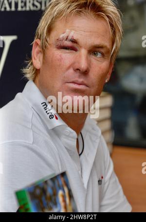 Shane Warne, Buchunterzeichnung, Waterstones, Leadenhall Market, London. VEREINIGTES KÖNIGREICH Stockfoto