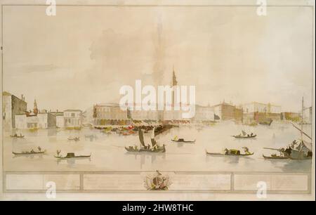 Kunst inspiriert von Panorama von Venedig aus dem Bacino di San Marco, einschließlich des Projekts für das vorgeschlagene Teatro Manin, ca. 1788–93, Stift und braune Tinte, grauer Waschgang und etwas Körperfarbe, 18 11/16 x 34 13/16 Zoll (47,5 x 88,5 cm), Zeichnungen, Francesco Guardi (Italienisch, Venedig 1712–1793, Klassische Werke, die von Artotop mit einem Schuss Moderne modernisiert wurden. Formen, Farbe und Wert, auffällige visuelle Wirkung auf Kunst. Emotionen durch Freiheit von Kunstwerken auf zeitgemäße Weise. Eine zeitlose Botschaft, die eine wild kreative neue Richtung verfolgt. Künstler, die sich dem digitalen Medium zuwenden und die Artotop NFT erschaffen Stockfoto