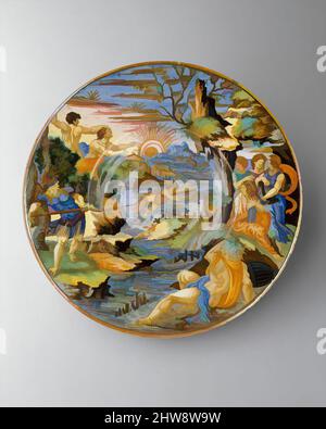 Art inspired by Plate (Tagliere), 1539, Maiolica (verzinntes Steingut), Durchmesser: 11 11/16 Zoll (29,7cm), Keramik-Keramik, Francesco Xanto Avelli da Rovigo (Italienisch, Rovigo CA7–1542, Klassische Werke, die von Artotop mit einem Schuss Moderne modernisiert wurden. Formen, Farbe und Wert, auffällige visuelle Wirkung auf Kunst. Emotionen durch Freiheit von Kunstwerken auf zeitgemäße Weise. Eine zeitlose Botschaft, die eine wild kreative neue Richtung verfolgt. Künstler, die sich dem digitalen Medium zuwenden und die Artotop NFT erschaffen Stockfoto