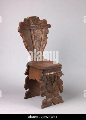 Kunst inspiriert von Side Chair (sgabello a dorsale), Ende des 19.. Jahrhunderts, Italienisch, Bozen oder Mailand, Walnuss., H. 98,6 cm, B. 49 cm, D. 39 cm, Holzmöbel, wahrscheinlich von Alois Überacher, Bozen, wahrscheinlich von Fratelli Mora, Mailand, Klassisches Werk, das von Artotop mit einem Schuss Moderne modernisiert wurde. Formen, Farbe und Wert, auffällige visuelle Wirkung auf Kunst. Emotionen durch Freiheit von Kunstwerken auf zeitgemäße Weise. Eine zeitlose Botschaft, die eine wild kreative neue Richtung verfolgt. Künstler, die sich dem digitalen Medium zuwenden und die Artotop NFT erschaffen Stockfoto