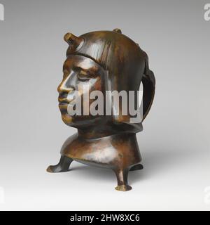 Kunst inspiriert von Aquamanile in Form eines menschlichen Kopfes, letztes Viertel 19. Jahrhundert, deutsch oder französisch, Paris (im Hildesheimer Stil des 14. Jahrhunderts), Bronze; ternäre Kupferlegierung mit einem sehr hohen Zinkanteil (ca. 68% Kupfer, H. 22,1 cm, W. 18,6 cm, l. 18,5 cm, Gew. 2514 g, Classic Works modernisiert von Artotop mit einem Schuss Moderne. Formen, Farbe und Wert, auffällige visuelle Wirkung auf Kunst. Emotionen durch Freiheit von Kunstwerken auf zeitgemäße Weise. Eine zeitlose Botschaft, die eine wild kreative neue Richtung verfolgt. Künstler, die sich dem digitalen Medium zuwenden und die Artotop NFT erschaffen Stockfoto