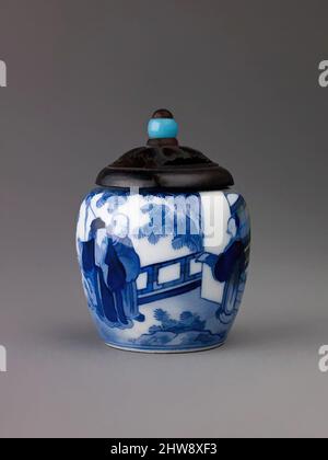 Art inspired by Bird-Cage Cup, 1662–1722, Chinese, Porzellan bemalt in Unterglasur-Blau, Höhe: 2 Zoll (5 cm.), Keramik, Chinesisch, Qing-Dynastie, Kangxi-Zeit, Klassische Werke, die von Artotop mit einem Hauch von Moderne modernisiert wurden. Formen, Farbe und Wert, auffällige visuelle Wirkung auf Kunst. Emotionen durch Freiheit von Kunstwerken auf zeitgemäße Weise. Eine zeitlose Botschaft, die eine wild kreative neue Richtung verfolgt. Künstler, die sich dem digitalen Medium zuwenden und die Artotop NFT erschaffen Stockfoto