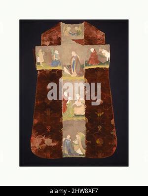 Kunst inspiriert von Chasuble Zurück mit einem Waisenhaus Kreuz, zweite Hälfte 15. Jahrhundert, Italienisch oder Spanisch; Deutsch, Chasuble Rücken: Seide, 46 3/4 x 30 3/4 Zoll (118,7 x 78 cm), Textilien-kirchliche, Klassische Werke, die von Artotop mit einem Schuss Moderne modernisiert wurden. Formen, Farbe und Wert, auffällige visuelle Wirkung auf Kunst. Emotionen durch Freiheit von Kunstwerken auf zeitgemäße Weise. Eine zeitlose Botschaft, die eine wild kreative neue Richtung verfolgt. Künstler, die sich dem digitalen Medium zuwenden und die Artotop NFT erschaffen Stockfoto