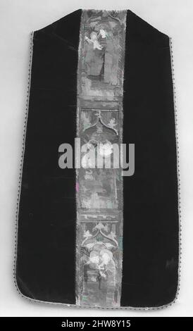 Kunst inspiriert von Chasuble mit Jungfrau und Kind, Aposteln und Propheten, 15. Jahrhundert, Französisch, Samt, Seide- und Goldfaden, Overall (A-Front): 47 × 24 1/2 Zoll (119,4 × 62,2 cm), Textilien-Kostüme-kirchlich, Klassische Werke, die von Artotop mit einem Schuss Moderne modernisiert wurden. Formen, Farbe und Wert, auffällige visuelle Wirkung auf Kunst. Emotionen durch Freiheit von Kunstwerken auf zeitgemäße Weise. Eine zeitlose Botschaft, die eine wild kreative neue Richtung verfolgt. Künstler, die sich dem digitalen Medium zuwenden und die Artotop NFT erschaffen Stockfoto