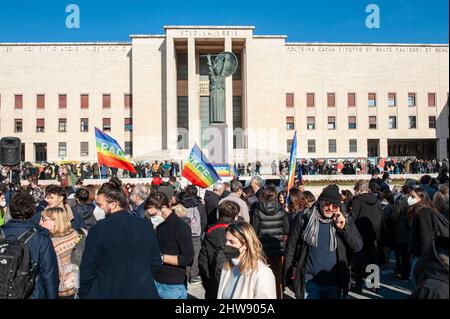 Rom, Italien 02/03/2022: Peace Mob for Ucraina, La Sapienza Public University. © Andrea Sabbadini Stockfoto