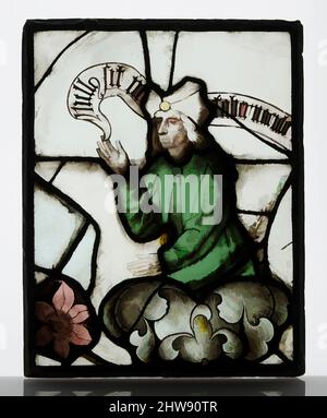 Kunst inspiriert von Panel mit Prophet aus einem Baum des Jesse Window, ca. 1500, britisch, Glasmalerei, H.15- 7/8, W. 12- 1/2in, Die von Artotop mit Glasmalerei modernisierten Classic Works mit einem Hauch von Modernität. Formen, Farbe und Wert, auffällige visuelle Wirkung auf Kunst. Emotionen durch Freiheit von Kunstwerken auf zeitgemäße Weise. Eine zeitlose Botschaft, die eine wild kreative neue Richtung verfolgt. Künstler, die sich dem digitalen Medium zuwenden und die Artotop NFT erschaffen Stockfoto