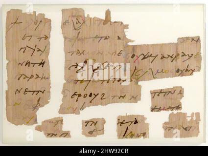 Kunst inspiriert von Papyri Fragments of a Letter to Pesenthius, 7. Century, Made in Byzantine Egypt, Koptisch, Papyrus und Tusche, gerahmt: 4 3/16 x 6 1/8 Zoll (10,6 x 15,6 cm), Papyrus, Classic Works modernisiert von Artotop mit einem Schuss Moderne. Formen, Farbe und Wert, auffällige visuelle Wirkung auf Kunst. Emotionen durch Freiheit von Kunstwerken auf zeitgemäße Weise. Eine zeitlose Botschaft, die eine wild kreative neue Richtung verfolgt. Künstler, die sich dem digitalen Medium zuwenden und die Artotop NFT erschaffen Stockfoto