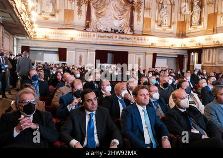 Neapel, Kampanien, ITALIEN. 5.. Februar 2021. 04/02/22 Neapel, im Palazzo reale fand heute Morgen die Generalstaaten des Mittelmeers statt, in Anwesenheit des Ministers für den Süden und territorialen Zusammenhalt (Bild: © Fabio Sasso/ZUMA Press Wire) Stockfoto