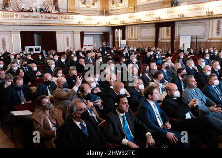 Neapel, Kampanien, ITALIEN. 5.. Februar 2021. 04/02/22 Neapel, im Palazzo reale fand heute Morgen die Generalstaaten des Mittelmeers statt, in Anwesenheit des Ministers für den Süden und territorialen Zusammenhalt (Bild: © Fabio Sasso/ZUMA Press Wire) Stockfoto