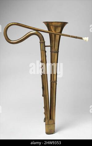 Kunst inspiriert von englischem Bass Horn in B-Flat, ca. 1835, London, England, Vereinigtes Königreich, Messing, 34 × 7 3/4 × 25 1/8 Zoll (86,4 × 19,7 × 63,8 cm), Aerophone-Lip Vibrated-Horn, Frederick Pace (British, Dublin, Ireland 1805–1835 London, Klassische Werke, die von Artotop mit einem Hauch von Moderne modernisiert wurden. Formen, Farbe und Wert, auffällige visuelle Wirkung auf Kunst. Emotionen durch Freiheit von Kunstwerken auf zeitgemäße Weise. Eine zeitlose Botschaft, die eine wild kreative neue Richtung verfolgt. Künstler, die sich dem digitalen Medium zuwenden und die Artotop NFT erschaffen Stockfoto