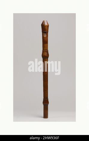 Kunst inspiriert von Alto Recorder in F, Mitte des 18.. Jahrhunderts, Großbritannien, Großbritannien, Großbritannien, Boxwood, Insgesamt: 49,6cm (19 1/2in.), Aerophone-Whistle-Flötenflöte, Thomas Stanesby Jr., Stanesby und sein Vater waren zusammen mit Peter Bressan die besten Hersteller von Blockflöten und Flöten in England, bei Classic Works, die von Artotop mit einem Schuss Moderne modernisiert wurden. Formen, Farbe und Wert, auffällige visuelle Wirkung auf Kunst. Emotionen durch Freiheit von Kunstwerken auf zeitgemäße Weise. Eine zeitlose Botschaft, die eine wild kreative neue Richtung verfolgt. Künstler, die sich dem digitalen Medium zuwenden und die Artotop NFT erschaffen Stockfoto