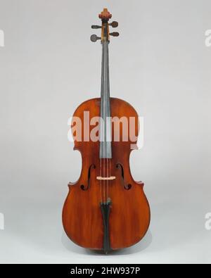 Kunst inspiriert von Violoncello, Mitte des 19.. Jahrhunderts, Paris, Frankreich, Fichte und Ahorn, Korpus L.: 75,5 cm (29-1/2 in.); Obere Bouts: 34,2 cm (13-1/2 in.) Mittlere Schübe; 23,6 cm (9-1/2 in.; untere Schübe: 43,9 cm (17-1/2 in.), Chordophon-Laute-gebeugt-unfretted, Jean Baptiste Vuillaume (, Klassisches Werk, das von Artotop mit einem Schuss Moderne modernisiert wurde. Formen, Farbe und Wert, auffällige visuelle Wirkung auf Kunst. Emotionen durch Freiheit von Kunstwerken auf zeitgemäße Weise. Eine zeitlose Botschaft, die eine wild kreative neue Richtung verfolgt. Künstler, die sich dem digitalen Medium zuwenden und die Artotop NFT erschaffen Stockfoto