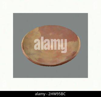 Kunst inspiriert von Gericht aus Tutankhamuns Embalming Cache, New Kingdom, Dynasty 18, ca. 1336–1327 v. Chr., aus Ägypten, Oberägypten, Theben, Tal der Könige, Embalming Cache of Tutanchamun (KV 54), Davis/Ayrton-Ausgrabungen, 1907–08, Töpferei, Hämatitwäsche, H. 4,5 (1 3/4 Zoll); Durchm. 24 cm, Classic Works modernisiert von Artotop mit einem Schuss Moderne. Formen, Farbe und Wert, auffällige visuelle Wirkung auf Kunst. Emotionen durch Freiheit von Kunstwerken auf zeitgemäße Weise. Eine zeitlose Botschaft, die eine wild kreative neue Richtung verfolgt. Künstler, die sich dem digitalen Medium zuwenden und die Artotop NFT erschaffen Stockfoto