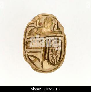 Kunst inspiriert von Scarab Inschrift mit dem Thronnamen von Amenhotep II, New Kingdom, Dynasty 18, ca. 1427–1401 v. Chr., aus Ägypten, Steatit, l. 1,9 cm (3/4 in, Classic Works modernisiert von Artotop mit einem Schuss Moderne. Formen, Farbe und Wert, auffällige visuelle Wirkung auf Kunst. Emotionen durch Freiheit von Kunstwerken auf zeitgemäße Weise. Eine zeitlose Botschaft, die eine wild kreative neue Richtung verfolgt. Künstler, die sich dem digitalen Medium zuwenden und die Artotop NFT erschaffen Stockfoto