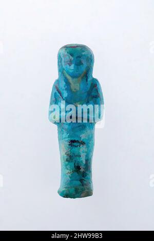 Kunst inspiriert von Arbeiter shabti von Henettawy (C), Tochter von Isetemkheb, Dritte mittlere Periode, Dynastie 21, ca. 990–970 v. Chr., aus Ägypten, Oberägypten, Theben, Deir el-Bahri, Grab, Kammer B, Begräbnis von Henettawy C (4), 1923–24, Faience, H. 11,9 x B 4,3 x T 2,9 cm (4 11/16 x 1 11/16, Klassische Werke, die von Artotop mit einem Schuss Moderne modernisiert wurden. Formen, Farbe und Wert, auffällige visuelle Wirkung auf Kunst. Emotionen durch Freiheit von Kunstwerken auf zeitgemäße Weise. Eine zeitlose Botschaft, die eine wild kreative neue Richtung verfolgt. Künstler, die sich dem digitalen Medium zuwenden und die Artotop NFT erschaffen Stockfoto