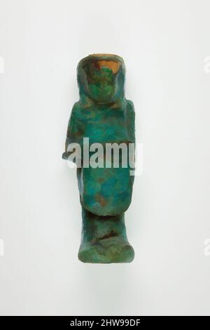 Kunst inspiriert von Aufseher shabti von Henettawy (C), Tochter von Isetemkheb, Dritte Zwischenperiode, Dynastie 21, ca. 990–970 v. Chr., aus Ägypten, Oberägypten, Theben, Deir el-Bahri, Grab, Kammer B, Begräbnis von Henettawy C (4), 1923–24, Faience, H. 12,1 × W. 4,3 × H. 3,9 cm (4 3/4 × 1 11/16, Klassische Werke, die von Artotop mit einem Schuss Moderne modernisiert wurden. Formen, Farbe und Wert, auffällige visuelle Wirkung auf Kunst. Emotionen durch Freiheit von Kunstwerken auf zeitgemäße Weise. Eine zeitlose Botschaft, die eine wild kreative neue Richtung verfolgt. Künstler, die sich dem digitalen Medium zuwenden und die Artotop NFT erschaffen Stockfoto