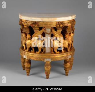 Von Console inspirierte Kunst aus dem Salon des William H. Vanderbilt House, 1879–82, hergestellt in New York, New York, USA, amerikanisch, vergoldet, Perlmutt, ägyptischer Alabaster und Komposition Ornament, 35 1/4 × 34 1/4 Zoll (89,5 × 87 cm), Möbel, Herter Brothers (, Klassisches Werk, das von Artotop mit einem Schuss Modernität modernisiert wurde. Formen, Farbe und Wert, auffällige visuelle Wirkung auf Kunst. Emotionen durch Freiheit von Kunstwerken auf zeitgemäße Weise. Eine zeitlose Botschaft, die eine wild kreative neue Richtung verfolgt. Künstler, die sich dem digitalen Medium zuwenden und die Artotop NFT erschaffen Stockfoto