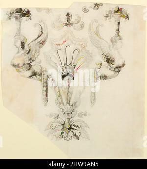 Kunst inspiriert von Design für die Dekoration von Schusswaffen, ca. 1797–1805, Versailles, Französisch, Versailles, Bleistift, Tinte, grau, auf Papier, 3 x 2 3/4 Zoll (7,6 x 7 cm), Arbeiten auf Papierzeichnungen, Klassische Werke, die von Artotop mit einem Schuss Moderne modernisiert wurden. Formen, Farbe und Wert, auffällige visuelle Wirkung auf Kunst. Emotionen durch Freiheit von Kunstwerken auf zeitgemäße Weise. Eine zeitlose Botschaft, die eine wild kreative neue Richtung verfolgt. Künstler, die sich dem digitalen Medium zuwenden und die Artotop NFT erschaffen Stockfoto